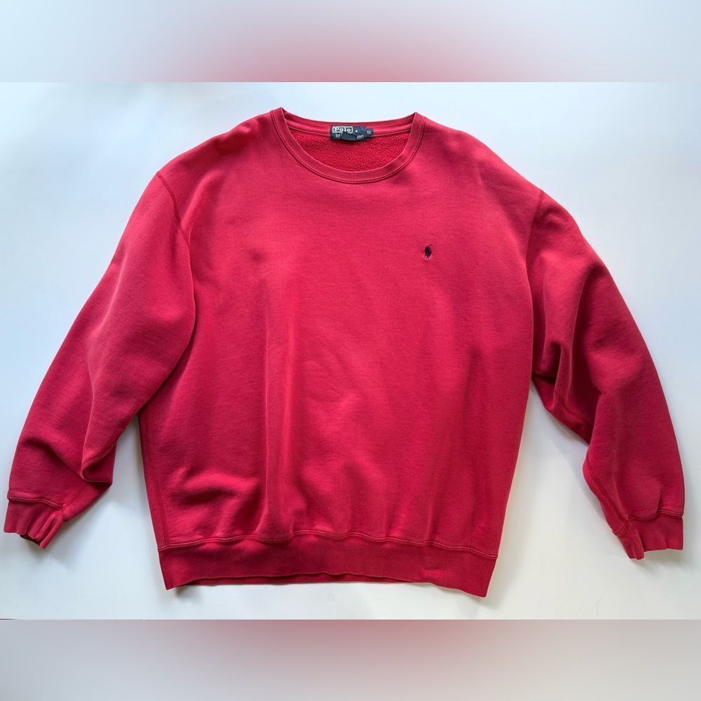 Vintage Polo Ralph Lauren Red Crew Neck Sweatshirt Size XL